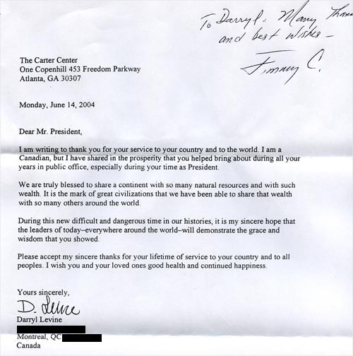 Letter from President Jimmy Carter